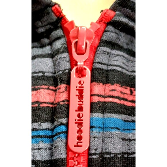 Hoodie Buddie Men's MEDIUM Grunge Mma Y2k Allover Stripe Print Full Zip (READ) - Picture 10 of 10